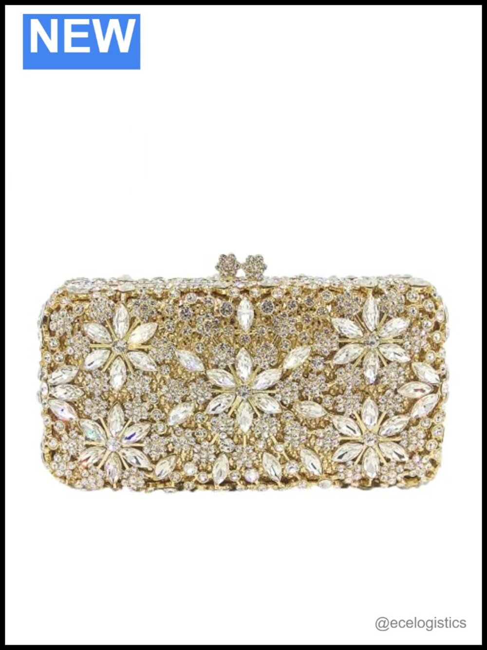 Crystal Rhinestone Clutch Evening Bag with Detachable Chain Straps